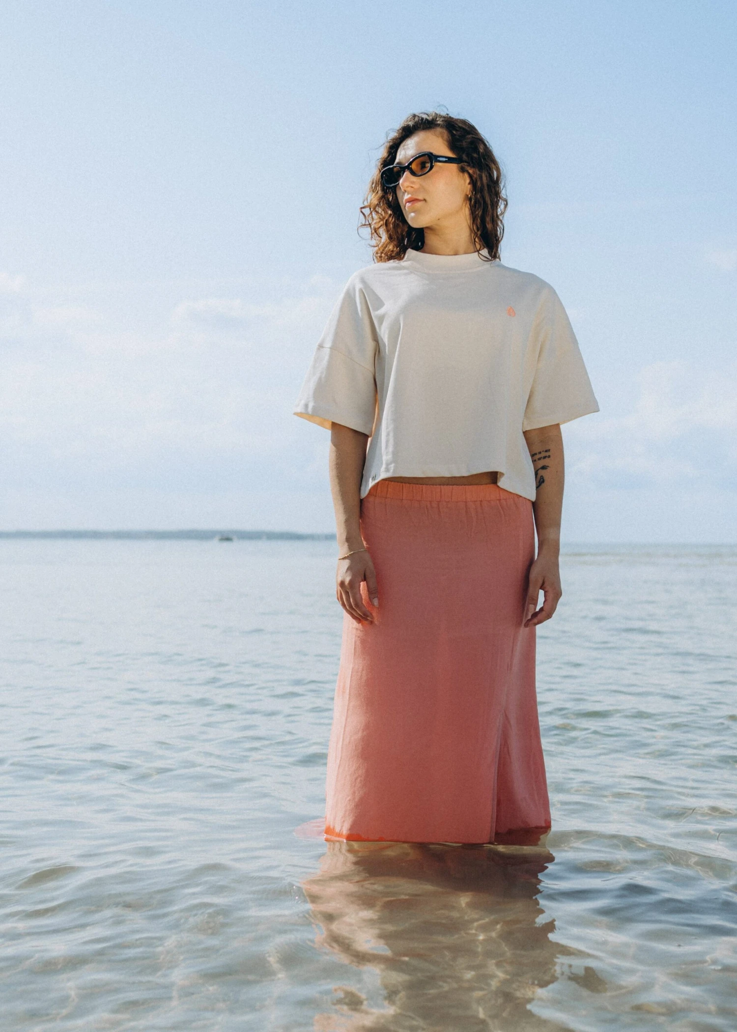 Basic Heavy T-Shirt PUNDA PearledIvory/FlamingoPink 2 Basic Heavy T-Shirt PUNDA PearledIvory/FlamingoPink – Bild 2