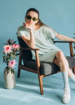 T-Shirt-Kleid SPILLIG CameoGreen 13 T-Shirt-Kleid SPILLIG CameoGreen -Noorlys fair cool sommer fashion bio laessig weich biologisch 55