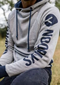 Hoodie RAFFIG Ash -Noorlys hoodie pullover ash navy skate look styles print sleeve pocket bauchtasche bio baumwolle cool